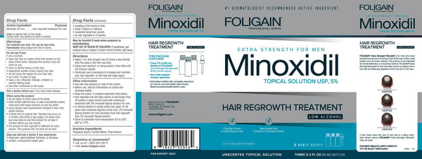 FOLIGAIN Low Alcohol Minoxidil 5% Hair Regrowth Treatment For Men 12 Month Supply - FOLIGAIN EU